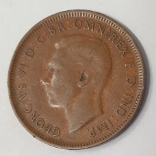 AUSTRALIA 1942Y. HALF 1/2 PENNY . ERROR . SOFT STRIKE ON KING'S HEAD